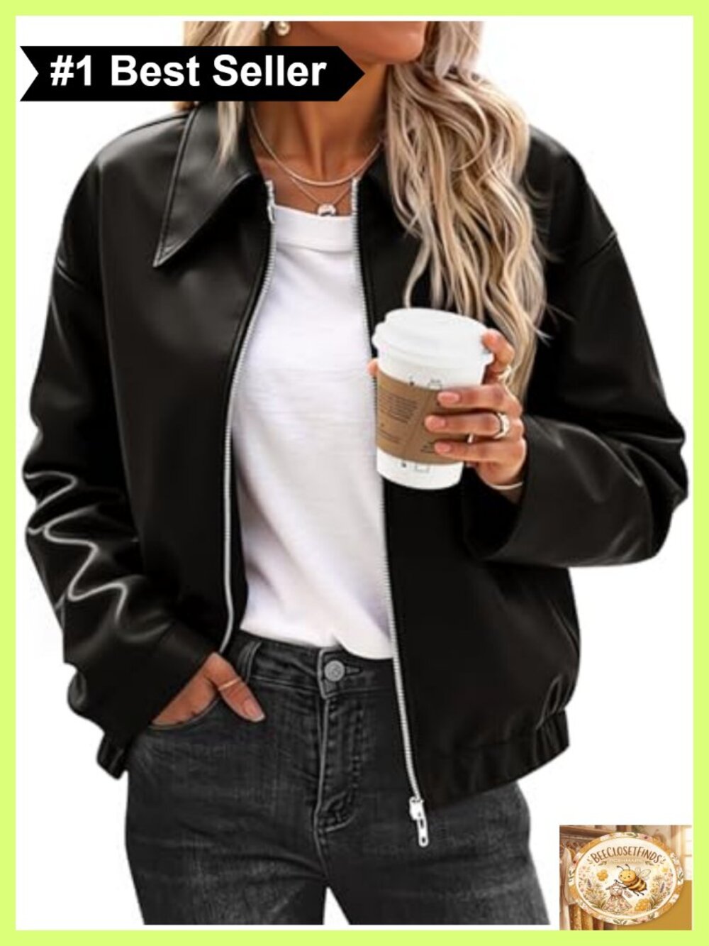 Faux Leather Bomber Jacket Cropped Motorcycle Zip Up Casual Coat